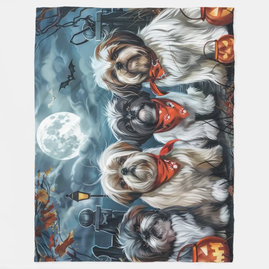 Shih Tzu Halloween Spooky Fleece Deken (Voorkant)