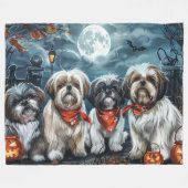 Shih Tzu Halloween Spooky Fleece Deken (Voorkant (Horizontaal))