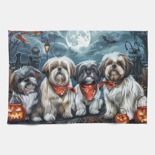 Shih Tzu Halloween Spooky Theedoek (Horizontaal)