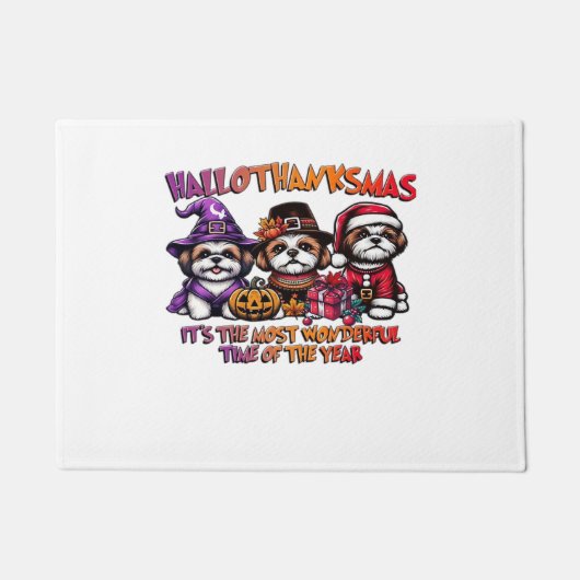 Shih Tzu Halloween Thanksgiving Kerstklassieker Deurmat (Voorkant)