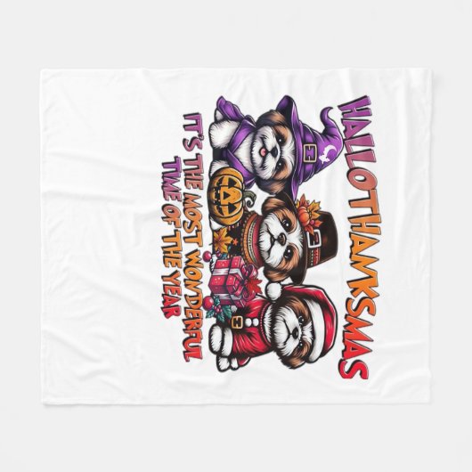 Shih Tzu Halloween Thanksgiving Kerstklassieker Fleece Deken (Voorkant (Horizontaal))