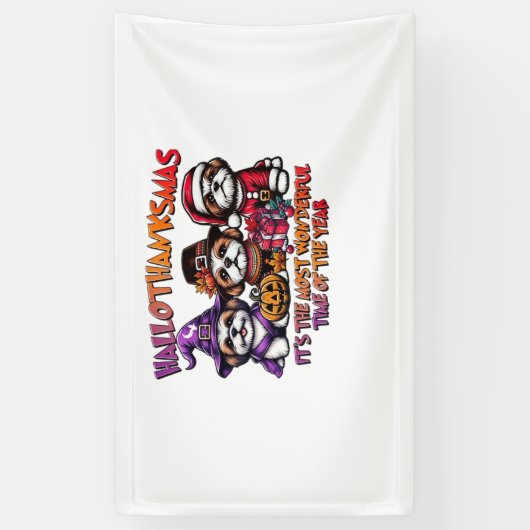 Shih Tzu Halloween Thanksgiving Kerstklassieker Spandoek (Verticaal)