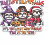 Shih Tzu Halloween Thanksgiving Kerstklassieker Sticker (Voorkant)