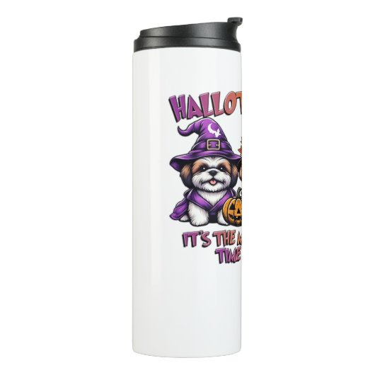 Shih Tzu Halloween Thanksgiving Kerstklassieker Thermosbeker (Gedraaid links)