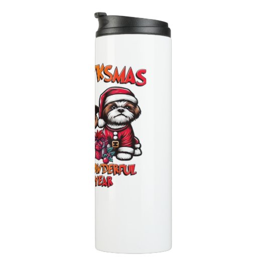 Shih Tzu Halloween Thanksgiving Kerstklassieker Thermosbeker (Geroteerd rechts)