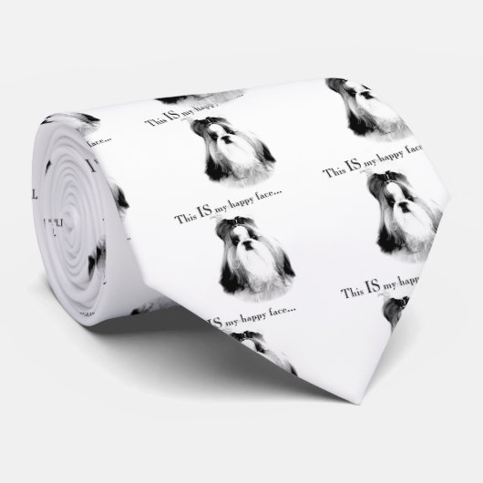 Shih Tzu Happy Face Stropdas (Opgerold)