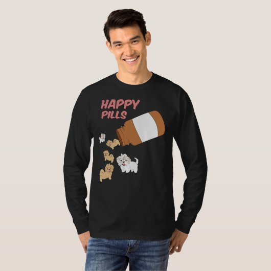 Shih Tzu Happy Pills Shih Tzu Dog T-shirt (Voorkant volledig)