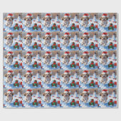 Shih Tzu hardlopen in de sneeuw met kerst Pet Cadeaupapier (Vlak)