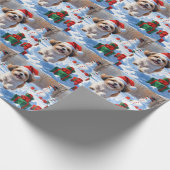 Shih Tzu hardlopen in de sneeuw met kerst Pet Cadeaupapier (Hoek)
