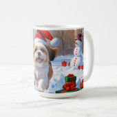 Shih Tzu hardlopen in de sneeuw met kerst Pet Koffiemok (Voorkant rechts)