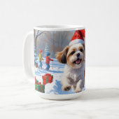 Shih Tzu hardlopen in de sneeuw met kerst Pet Koffiemok (Voorkant links)