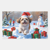 Shih Tzu hardlopen in de sneeuw met kerst Pet Rechthoekige Sticker (Voorkant)
