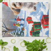 Shih Tzu hardlopen in de sneeuw met kerst Pet Theedoek (Gevouwen)