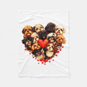 Shih Tzu Hartvormige Schattige Shih Tzu Valentijns Fleece Deken