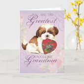 Shih Tzu Heart Grandma Kaart (Gele Bloem)