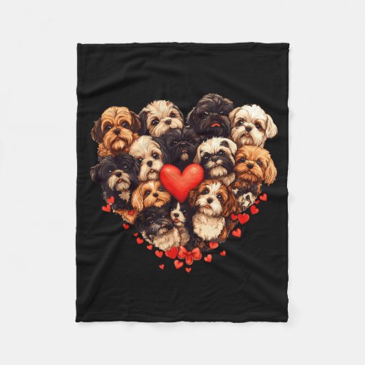 Shih Tzu Heart-shaped Cute Shih Tzu Valentines Day Fleece Deken (Voorkant)