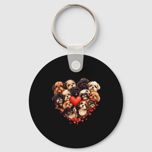 Shih Tzu Heart-shaped Cute Shih Tzu Valentines Day Sleutelhanger (Voorkant)