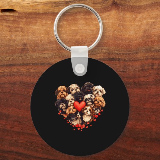 Shih Tzu Heart-shaped Cute Shih Tzu Valentines Day Sleutelhanger (Voorkant)