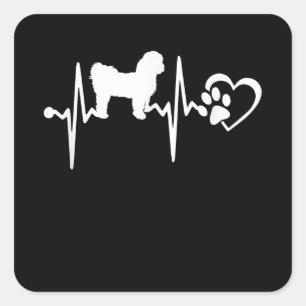 Shih Tzu Heartbeat Paw Puppy Funny Dog Pet Vierkante Sticker