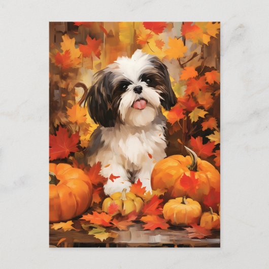 Shih Tzu Herfst Thanksgiving  Briefkaart (Voorkant)