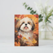 Shih Tzu Herfst Thanksgiving  Briefkaart (Staand voorkant)