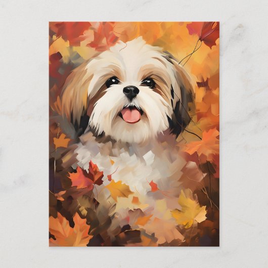 Shih Tzu Herfst Thanksgiving  Briefkaart (Voorkant)