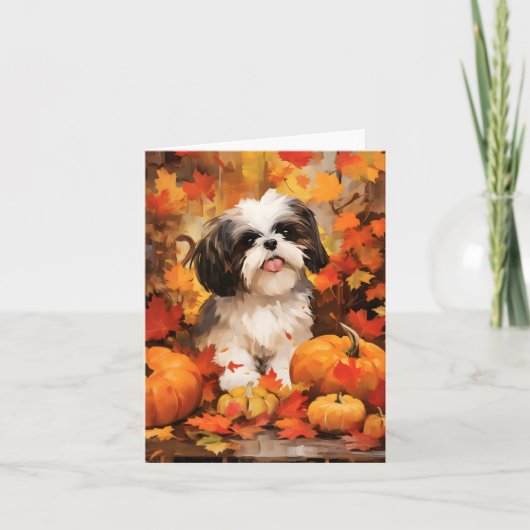 Shih Tzu herfst Thanksgiving Kaart (Voorkant)