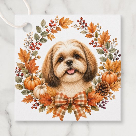 Shih Tzu Herfstkrans Bedankjes Labels (Voorkant)