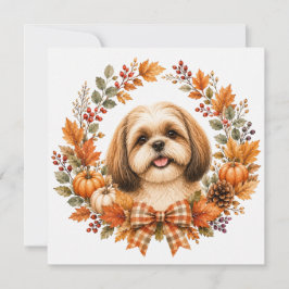 Shih Tzu Herfstkrans Notitiekaartje