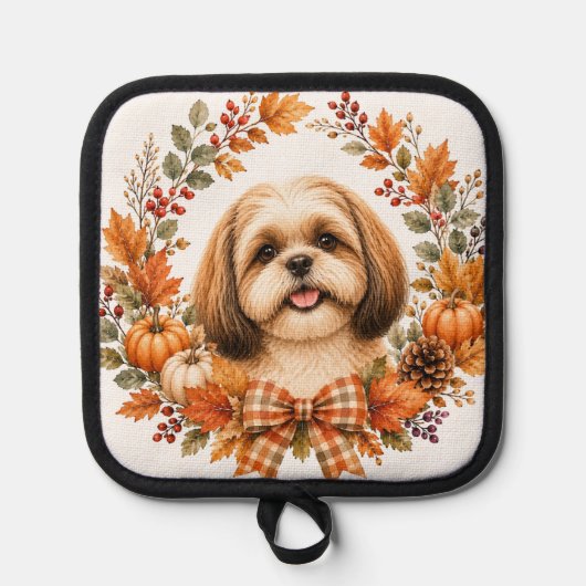 Shih Tzu Herfstkrans Pannenlap (Voorkant)