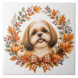 Shih Tzu Herfstkrans Tegeltje