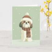 Shih Tzu Holiday Greeting Kaart (Gele Bloem)