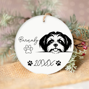 Shih Tzu Hond Aangepaste Naam & Jaar Keramisch Ornament