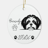 Shih Tzu Hond Aangepaste Naam & Jaar Keramisch Ornament (Links)