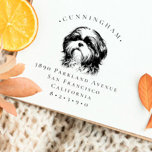 Shih Tzu Hond Familienaam en Terugkeer Adres Rubberstempel