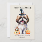 Shih Tzu Hond Gelukkig Halloween Feestdagenkaart (Voorkant)