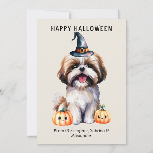 Shih Tzu Hond Gelukkig Halloween Feestdagenkaart (Voorkant)