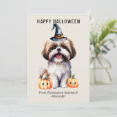 Shih Tzu Hond Gelukkig Halloween Feestdagenkaart (Staand voorkant)