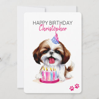 Shih Tzu Hond Gepersonaliseerde Gelukkige Verjaard Kaart