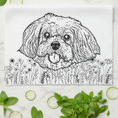 Shih Tzu Hond Gepersonaliseerde Hand Drawing Theedoek (Gevouwen)