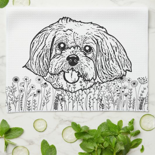Shih Tzu Hond Gepersonaliseerde Hand Drawing Theedoek (Gevouwen)