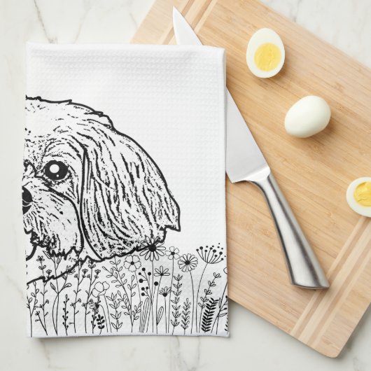 Shih Tzu Hond Gepersonaliseerde Hand Drawing Theedoek (Quarter Fold)