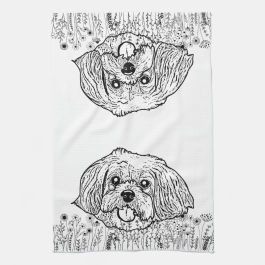 Shih Tzu Hond Gepersonaliseerde Hand Drawing Theedoek (Verticaal)
