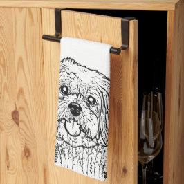 Shih Tzu Hond Gepersonaliseerde Hand Drawing Theedoek