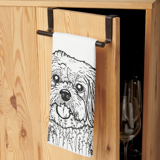 Shih Tzu Hond Gepersonaliseerde Hand Drawing Theedoek (Derde Gevouwen)