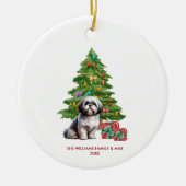 Shih Tzu hond gepersonaliseerde kerst Keramisch Ornament (Voorkant)