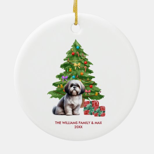 Shih Tzu hond gepersonaliseerde kerst Keramisch Ornament (Achterkant)