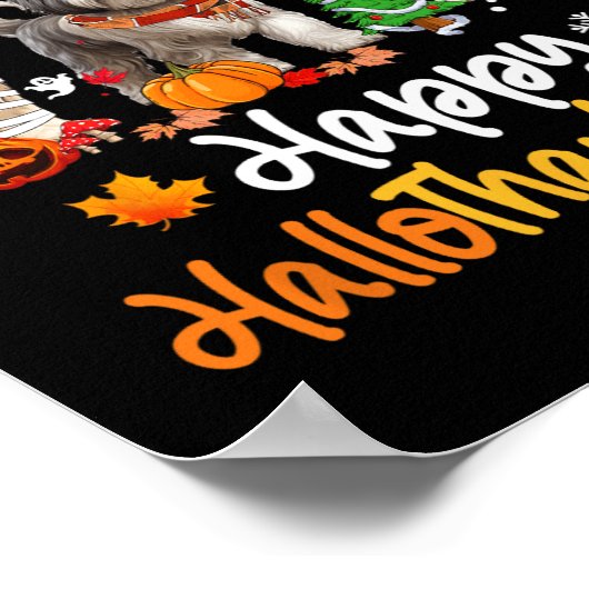 Shih Tzu Hond Halloween Kerstfeest Happy HalloThan Poster (Hoek)
