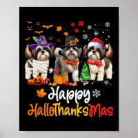 Shih Tzu Hond Halloween Kerstfeest Happy HalloThan