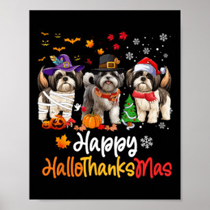 Shih Tzu Hond Halloween Kerstfeest Happy HalloThan Poster